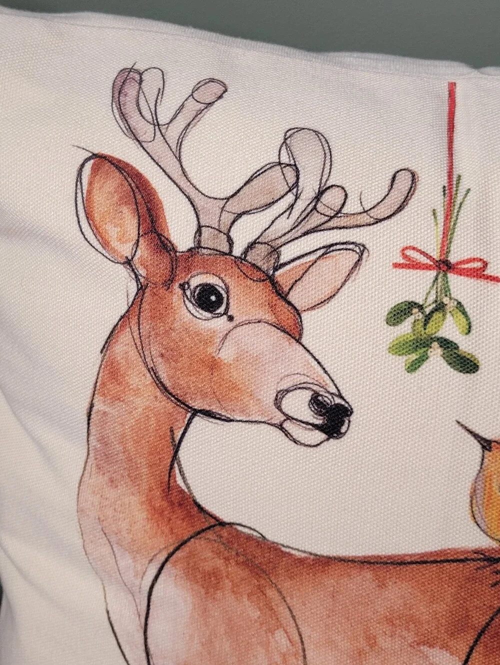 Holiday Deer & Bird Decorative Throw Pillow